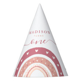 Chic Pastel Pink Rainbow Boho Birthday Partyhütchen