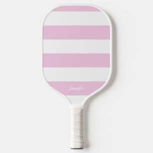 Chic Pastel Pink Streifen Personalisiert Streifen Pickleball Schläger