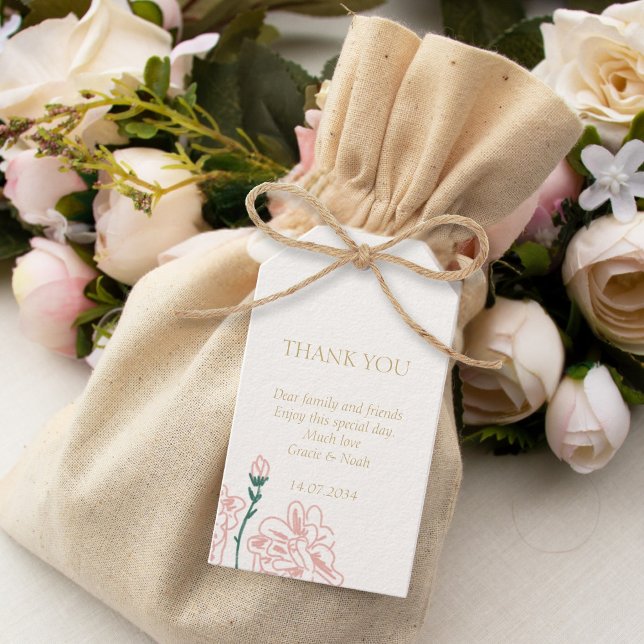 Chic Pastel Rose Wedding Vielen Dank Geschenkanhänger (Von Creator hochgeladen)