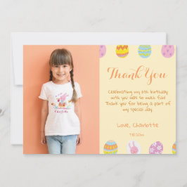 Chic Pastel Yellow Eggs Kindergeburtstag Foto Dankeskarte
