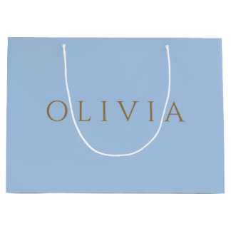Chic pastellel blueminimalist monogram Large GI Große Geschenktüte