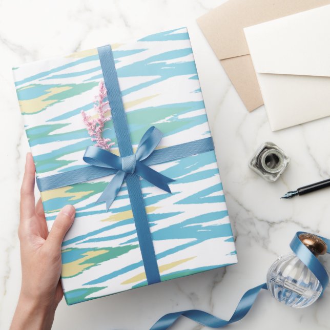 Chic pastellfarbenes türkisfarbenes Aquarellmuster Geschenkpapier (Schenken)