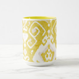 Chic pastellgelb und grau-kat-Stammmuster Tasse