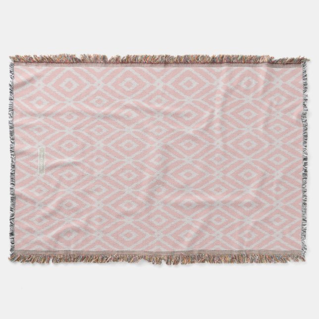 Chic pastellrot Rosa Rautenmuster Decke (Vorderseite)