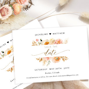 Chic Peach and Cream Floral Wedding Save the Date