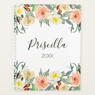 Chic Peach and Cream Watercolor Blume Monatlich Planer