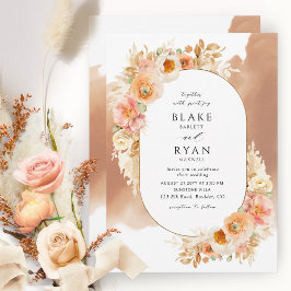 Chic Peach Blush Creme und Terracotta Oval Wedding Einladung