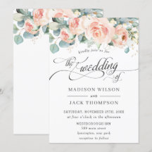 Chic Peach floral Calligraphy Greenerity Wedding