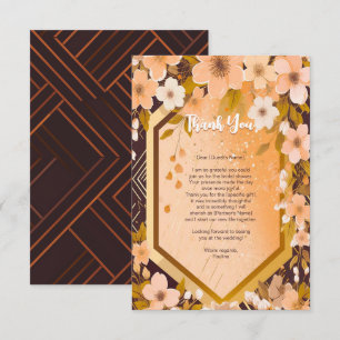 Chic Peach Floral Champagne Brautparty Party Dankeskarte