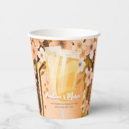 Chic Peach Floral Champagne Brautparty Party Pappbecher