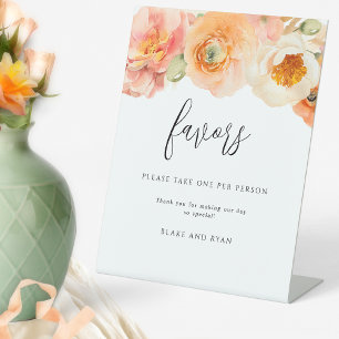 Chic Peach Floral Gastgeschenke Hochzeiten Bitte n Sockelschild