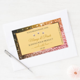Chic Peach Gold Glitzer Produktkennzeichnungen Rhi Rechteckiger Aufkleber
