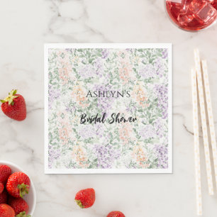 Chic Peach Lilac Lavender Floral Brautparty Serviette