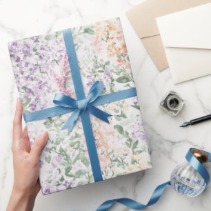 Chic Peach Lilac Lavender Floral Wedding Geschenkpapier
