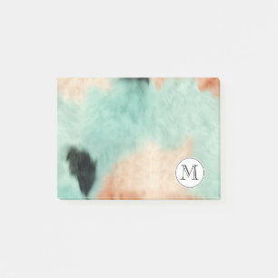 Chic Peach Mint Cowgirl Cowhide Monogramm Post-it Klebezettel