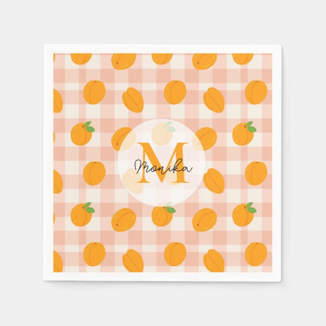 Chic Peach Muster mit Retro Buffalo Personalisiert Serviette (Vorderseite)