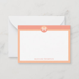Chic Peach Orange Geometric Modern Monogram Mitteilungskarte