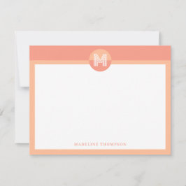 Chic Peach Orange Geometric Modern Monogram Mitteilungskarte