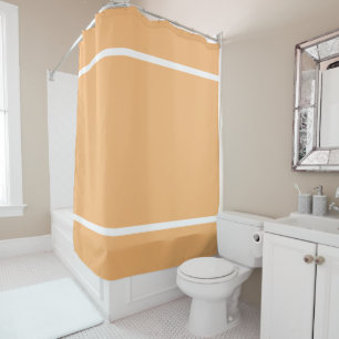 Chic Peach Orange Top Bottom Edge White Stripes Duschvorhang