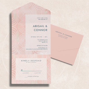 Chic Peach Ovals & Circles Wedding All In One Einladung