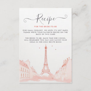 Chic Peach Pink Eiffelturm Brautparty Rezept Begleitkarte