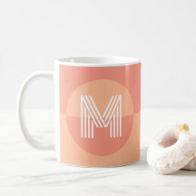 Chic Peach Pink Geometric Modern Monogram