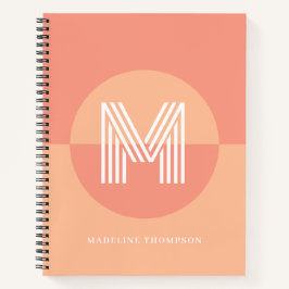 Chic Peach Pink Geometric Modern Monogram Notizbuch