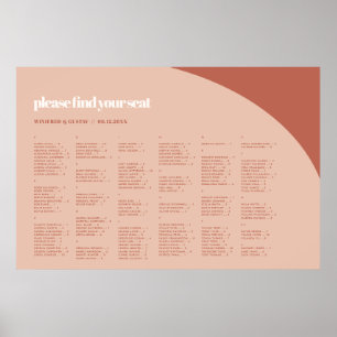 Chic peach terracotta Alphabetische Sitzkarte Poster