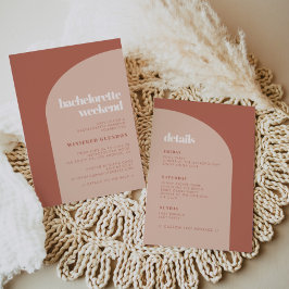 Chic peach terracotta arch bacheloretto einladung