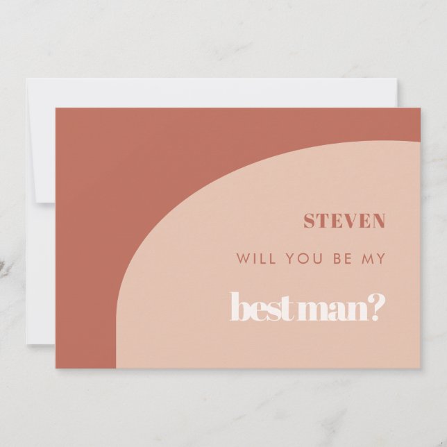 Chic peach terracotta arch Best man offer card Einladung (Vorderseite)