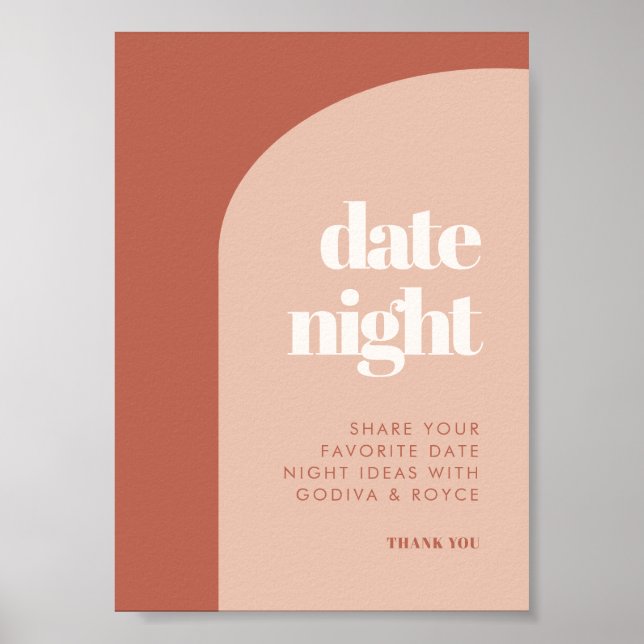 Chic peach terracotta arch Date night ideas sign Poster (Vorne)