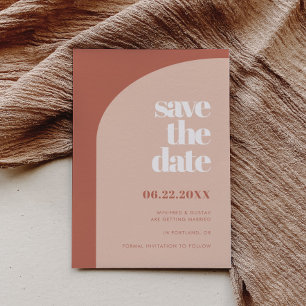 Chic peach terracotta arch save the date