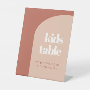 Chic peach terracotta arch wedding Kids table Sockelschild