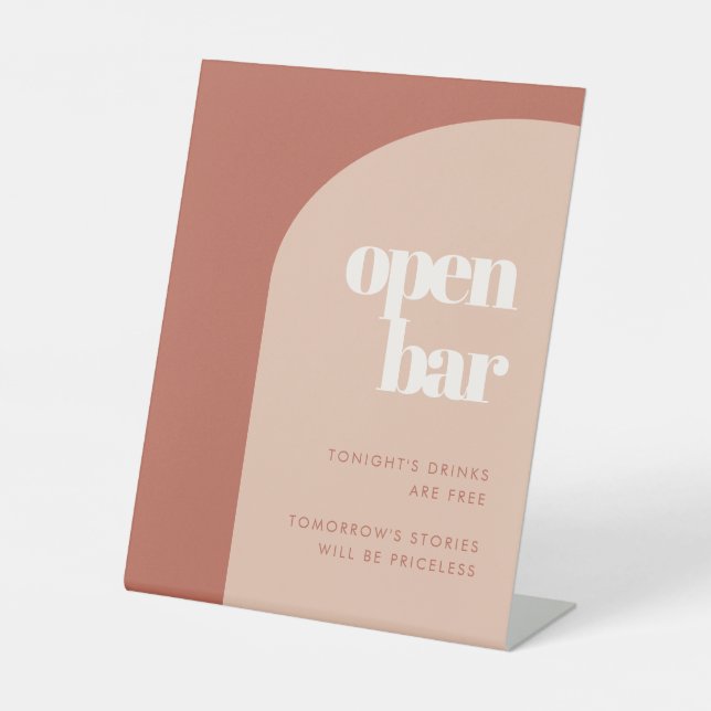 Chic peach terracotta arch wedding Open Bar Sockelschild (Vorderseite)