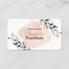 Chic Peach und Grau Moderne Blumen Visitenkarte