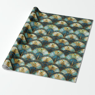 Chic Peacock Color Stached Glass Decoupage Geschenkpapier