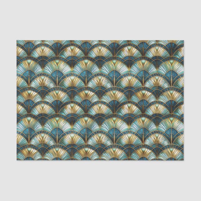 Chic Peacock Color Stached Glass Decoupage Seidenpapier (Vorderseite)