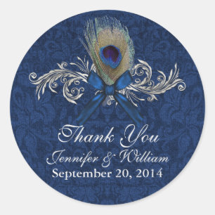Chic Peacock Feather Gastgeschenk Hochzeit Sticker