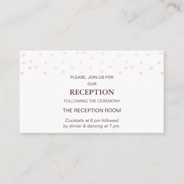 Chic Pearl Confetti über Cassis & White Wedding Begleitkarte (Vorderseite)