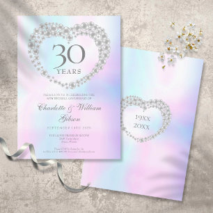 Chic Pearl Heart 30 Jahre Einladung