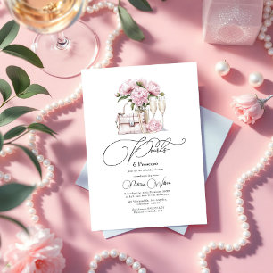 Chic Pearls und Prosecco Pink Brautparty Einladung