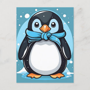 Chic Penguin Icy Blue Postkarte