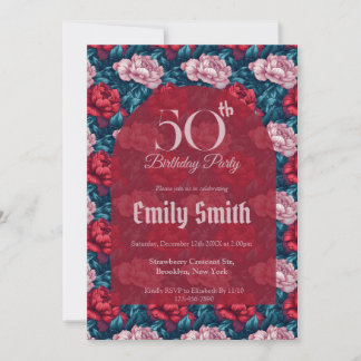 Chic Peonies Accent Birthday Present Einladung