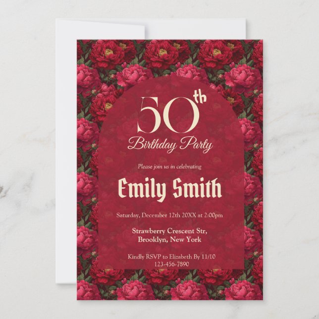 Chic Peonies Aesthetic 70Th Birthday Einladung (Vorderseite)