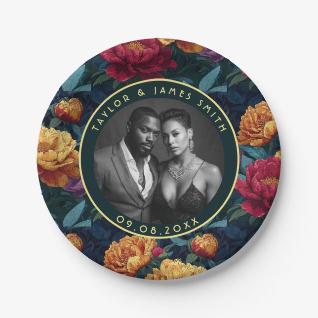 Chic Peonies Teller für Engagement-Partei (Vorderseite)