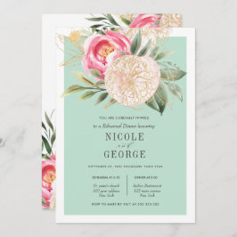 Chic Peony Gold Blume Hochzeit Probe Dinner Einladung