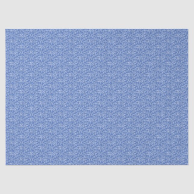 Chic Periwinkle Blue Floral Diamond Muster Seidenpapier (Vorderseite)
