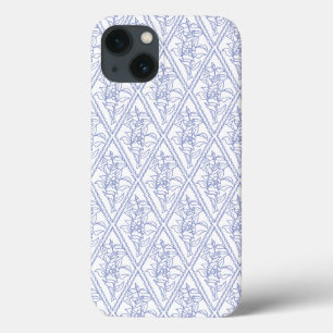 Chic Periwinkle Blue White Floral Diamond Muster Case-Mate iPhone Hülle