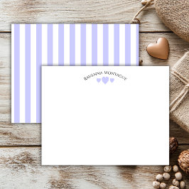 Chic Periwinkle Cracked Hearts Striped Note Card Mitteilungskarte