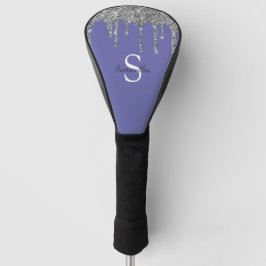 Chic Periwinkle Silver Glitzer Tropfen Monogram Na Golf Headcover